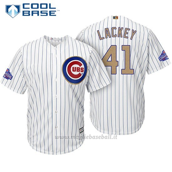 Maglia Baseball Uomo Chicago Cubs 41 John Lackey Bianco Or Program Cool Base